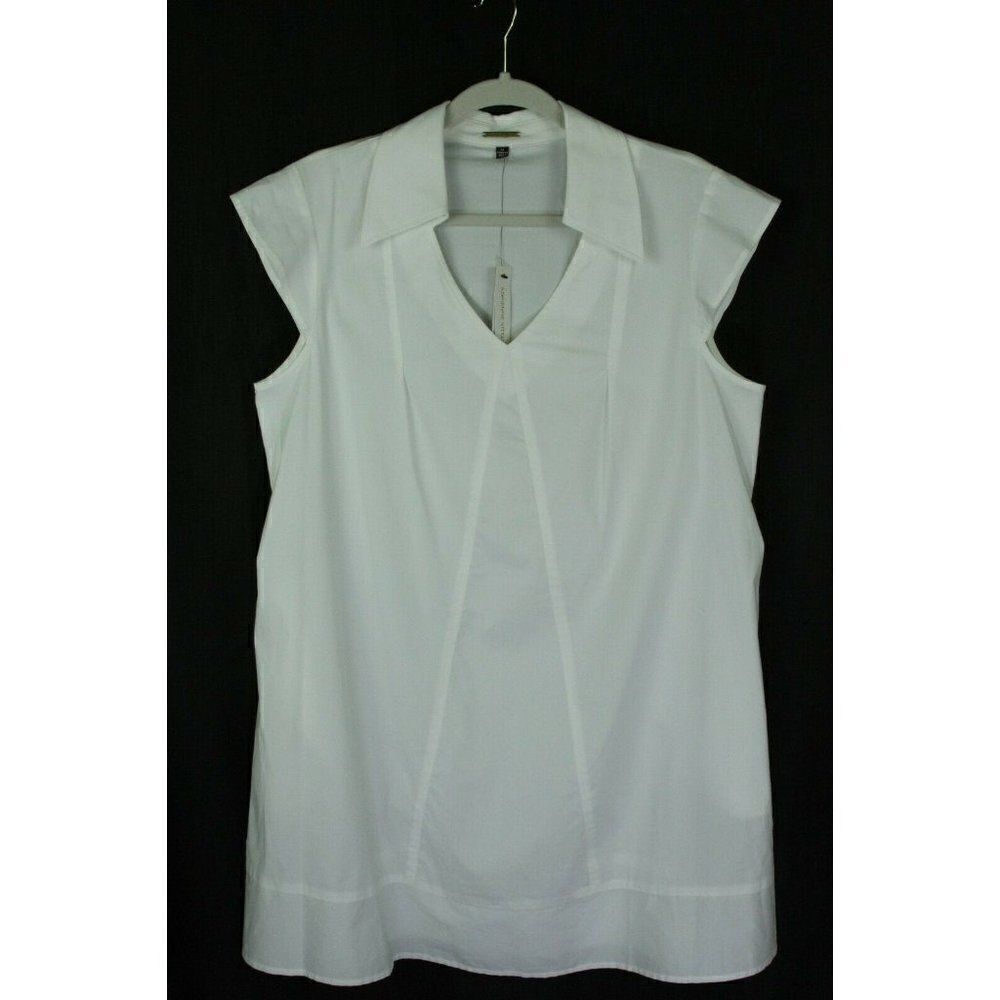 Adrienne Vittadini Dress White Cotton Style 0520 Pockets Stretch Womens 14 NEW